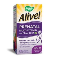 Natures Way - Alive! Prenatal Multi-Vitamin With Plant DHA,  30 Softgels 30ct