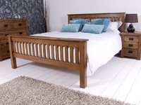 Rustic Oak Wooden Bed Frame - HFE