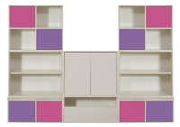 Stompa UNOS Storage Bundle C2 - White with 4 Pink and 4 Purple Small Doors and 2 Large White Doors