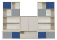 Stompa UNOS Storage Bundle C3 - White with 4 Blue and 4 Grey Small Doors and 2 Large White Doors