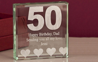 50th Birthday Keepsake Glass Block