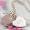 Engraved Rose Quartz Heart Necklace