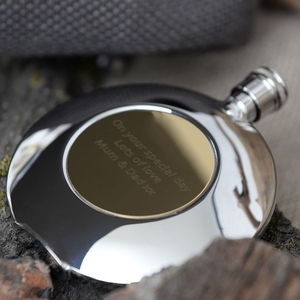 Engraved Round Hipflask