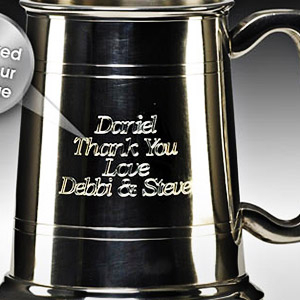 Engraved Satin Pewter Tankard