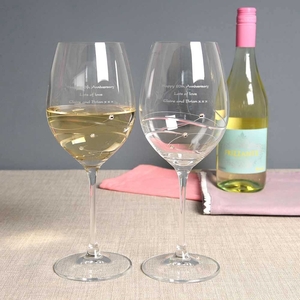 Engraved Swarovski Spiral Wine Glasses
