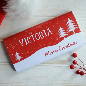 Personalised Christmas Chocolate Bar - Snowy Trees