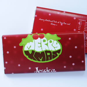 Personalised Christmas Chocolate Bar - Xmas Pudding