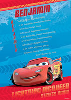 Personalised Disney Cars Racing Sports Network Poem