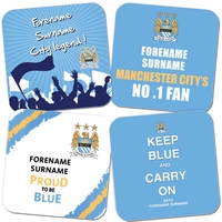 Personalised Manchester City Coasters - 4 Pack