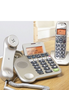 Big Buttoned Corded and Cordless Phone with Answer Machine - 2 Phones
