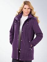 Microfibre Parka with Fur Trim Hood