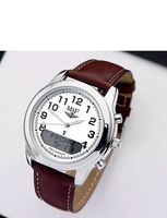 RADIO CONTROLLED DAY/DATE WITH BROWN LEATHER STRAP