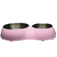 Catit Stainless Steel Double Diner Bowl - Pink