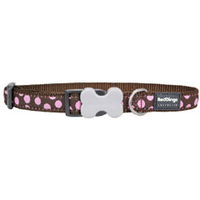 Red Dingo Pink Spots on Brown Dog Collar Large 16-24in
