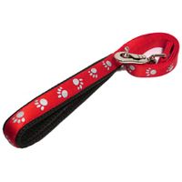 Rosewood Reflective Paw Print Lead Red 40 x 1in