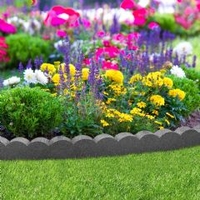 1.2m Recycled Rubber Lawn Edging - Flexi Curve Scallop - Grey - H10cm