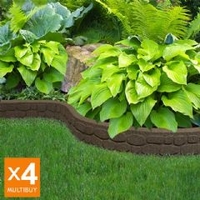 4.88m Recycled Rubber Lawn Edging - Flexi Curve Rockwall - Earth - H9cm