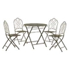 Antique Bronze 4 Folding Chair 80cm Round Tea Set