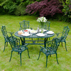 Ellister Stamford Ornate 6 Seater Dining Set - Dark Green - 140cm Table