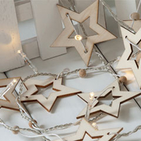 Noma Wooden Star String LED Twinkle Lights - 16 Warm White