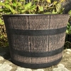 Whisky Barrel Planter 12.5in - Dark Brown with Black Bands