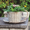 Wicker Coffee Cup Basket Planter 34cm wide