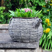 Wicker Teapot Planter