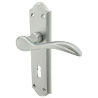 Aglio 800 Series Lever on Backplate - Satin Chrome - Aglio 800 Series UK Keyhole Lock Set 180 x 48mm - Satin Chrome