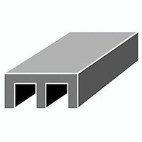 Chasmood Sliding Door / Drawer Systems - Chasmood No 56 Double Channel 2m - Overall height 12.7mm - Width 25.4mm - Glass size 6.35mm
