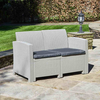 2-Seater Rattan Effect Sofa in Grey with Cushions Marbella