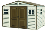 BillyOh 10 x 8 Daily Pro Apex Plastic Shed - Vinyl Clad Double Door Plastic Shed with foundation kit