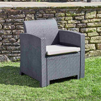 Rattan Effect Garden Armchair in Graphite with Cream Cushions Marbella