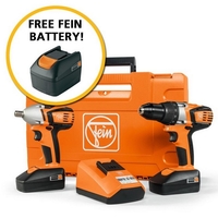 FEIN COMBO ABS18CASCDW2C 18V COMBI & IMPACT WRENCH TWIN PACK WITH 2X 20AH LIION BATTERIES
