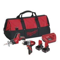 MILWAUKEE C12PP2C32B 12V DRILL DRIVER & HACKZALL 2 x 30ah Lithiumion BATTERIES