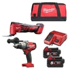 MILWAUKEE M18FPDM18BMT502B 18V BRUSHLESS COMBI HAMMER DRILL & MULTI TOOL WITH 2X 50AH LIION BATTERY CHARGER & CANVAS BAG
