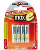 Ansmann maxE AAA Pre-Charged Batteries - Pack of 4