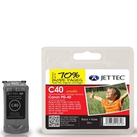 Canon PG40 Black Remanufactured Ink Cartridge by JetTec C40