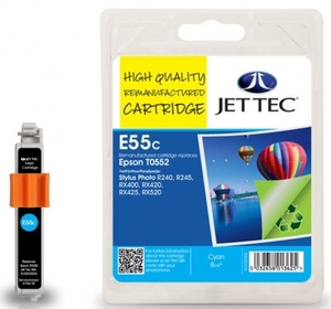 Epson T0552 Cyan Remanufactured Ink Cartridge by JetTec E55C