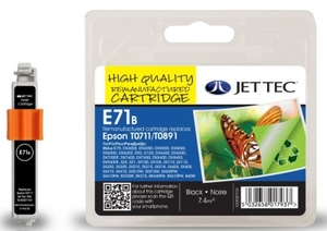 Epson T0711 Black Remanufactured Ink Cartridge by JetTec E71B