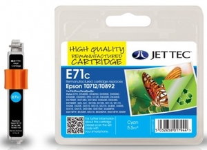 Epson T0712 Cyan Remanufactured Ink Cartridge by JetTec E71C