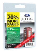 HP15 C6615DE Black TWINPACK Remanufactured Ink Cartridge by JetTec - H15 x 2