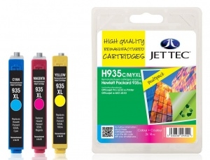 HP935XL Cyan/Magenta/Yellow Multipack Remanufactured Ink Cartridge by JetTec - H935CMYXL
