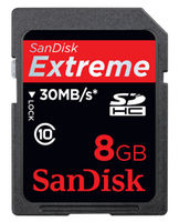 SanDisk Extreme 30MB/sec Secure Digital Card (SDHC) CLASS 10 - 8GB