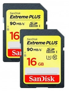SanDisk Extreme PLUS 90MBs UHSI Class 10 SDHC Card 16GB 2 PACK