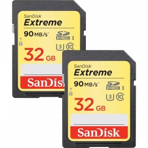 SanDisk Extreme PLUS 90MBs UHSI Class 10 SDHC Card 32GB 2 PACK