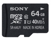 Sony Micro SDXC Memory Card 40MB/s UHS1 Class 10 with Adapter 64GB