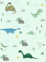 Dinosaurs Wallpaper Mint Green Rasch 249330