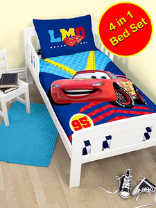 Disney Cars Piston 4 in 1 Junior Bedding Bundle Set (Duvet + Pillow +