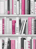Fashion Library Bookcase Wallpaper Pink Muriva 139501