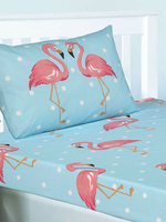 FiFi Flamingo Double Fitted Sheet and Pillowcase Set